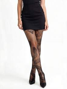 CLAGAINER 4PCS Gothic Star Moon Snake Pattern Fishnet Tights Y2K Sexy Sheer Pantyhose - Multicolor - View 15
