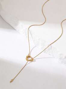 1件不对称椭圆Y形可调节流苏吊坠项链，简约优雅设计，适合女性日常及派对佩戴 - 項鍊 - 查看 5