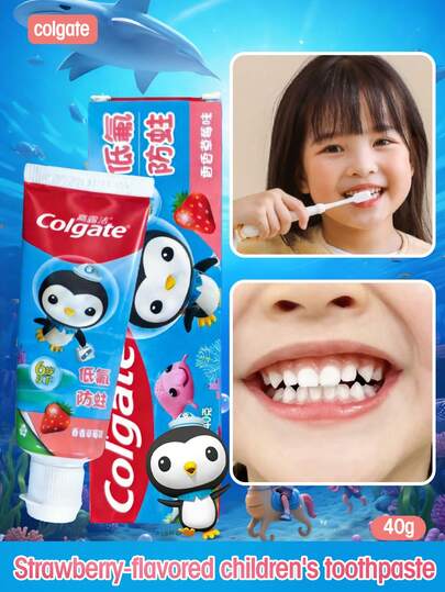  Colgate Strawberry-Flavored Children's Toothpaste,SWEET FRUIT FLAVOR & EASY TO FOAM,LOW-FLUORIDE & ANTI-CAVITY PROTECTION,STRENGTHENS TEETH & FRESHENS BREATH,Low Fluoride Anti-Cavity Care,Strengthen Kids' Tooth Enamel,Protect Milk & Permanent Teeth,Protect Tooth Surface From Damage