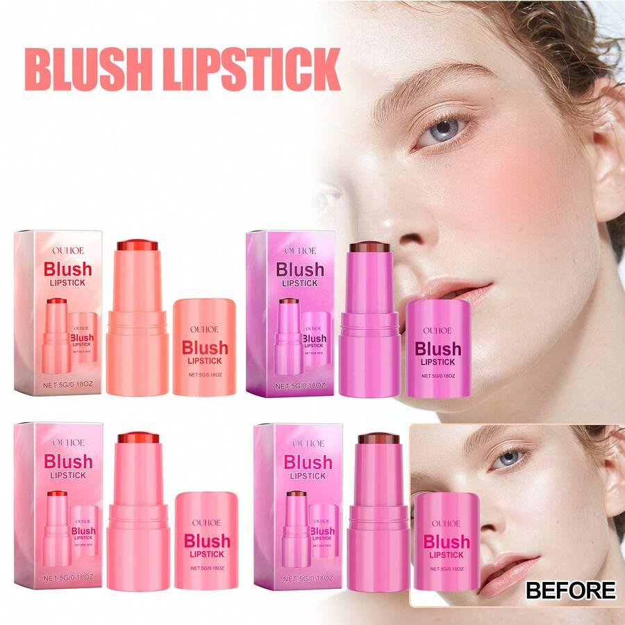 OUHOE Serie de Rubor y Lápiz Labial en Gelatina de Frutas, Maquillaje Natural, Ligero, de Larga Duración, Fácil de Aplicar - Verde militar - Ver 1