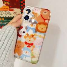 时尚创意圣诞动物叠叠乐手机壳,适用于 17 Pro Max / 16 Pro Max / 15 Pro Max / 14 Pro / 13,时尚男女通用手机壳,简约可爱风格。 - 淺棕色 - 查看 10