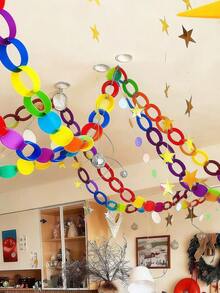 10-Color Mixed Self-Adhesive Paper Chain Set, Smooth Paper Rings For DIY Wreaths & Hangings; Birthday Party Streamers/Hanging Decorations, Wedding Party Ceiling Decor, Mother's Day Themed Decor, Graduation Ceremony Streamers, Graduation DIY Hanging Decorations, Baby Shower Party Decor, Spring/Summer Party Decorations, Bachelorette Party Streamers - View 3