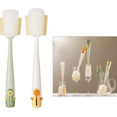 2026 New New 5-In-1 Multifunctional Bottle Scrubber Set – Straw Brush Included, Cleans Bottles, Cups, Straws & More (Cream White/Jasmine Green)202