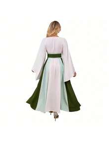 Vestido longo feminino para Halloween, fantasia medieval renascentista para palco, cosplay, roupa retrô para interpretação de personagens. - Borgonha - Ver 5