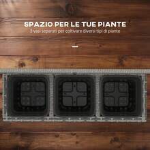 Outsunny Fioriera per Piante con Grigliato per Rampicanti, Aiuola Rialzata con 3 Vasi Interni, Struttura in Acciaio e Rattan PE, 84x30x107cm, Grigio - grigio - Visualizzare 5