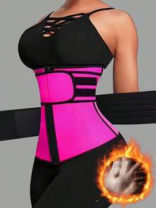 1pc Women Waist Trainer, Waist Cincher, Sauna Sweat Belt, Sports Fitness Waist Belt, Belly Band, Waist Slimming Belt, Abdominal Trainer - Hot Pink - 查看 12
