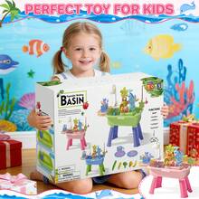 Beach Table Simulation Kitchen Sink& Fishing Platform 3-In-1 Toy Dishwashing Set - Pink - View 9