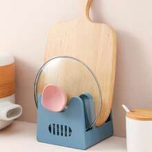 1pc Minimalist Pot Lid Rack, Tabletop Kitchen Pot Lid Holder, Multi-Function Utensil Organizer With 3 Compartments - Multicolor - View 2