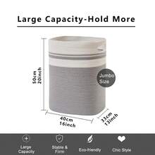 1个76升洗衣篮，大容量，可折叠编织洗衣篮，带提手的方形储物篮，客厅衣物收纳篮/毯子篮，装饰性收纳篮，可折叠大型衣物整理篮，适合存放毯子、衣物和枕头。 - 彩色 - 查看 15