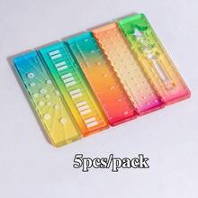 5支/套迷你尺，适合学生使用，掌心大小，可作记事本工具，透明波浪彩色小直尺，量角器，文具 - 套裝 - 查看 8