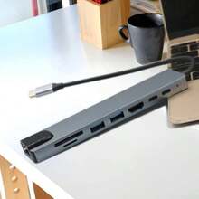 Type-C 转 8 合 1 扩展坞 RJ45 100Mbps 高清电视 4K30Hz USB-C PD100W SD/TF 读取多功能笔记本电脑扩展坞 - 查看 6