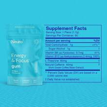Neuro Energy Caffeine Gum/Mints For Energy & Focus (90 Pieces) - Sugar-Free With L-Theanine, Caffeine, Vitamin B12 & Vitamin B6 - Peppermint Flavor - 一 - 查看 2