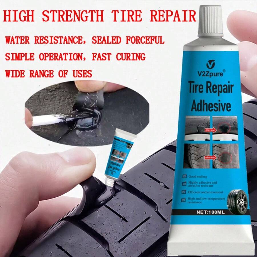 V2Zpure High-Strength Quick-Bond Tire For Sidewall Damage Repair Glue Cracks And Scratches Fast Curing For Maintenance & Repair Universal Type Tire Sealant
