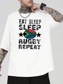 camiseta manga corta hombre Südafrika-Rugby-Fan-T-Shirt, hochwertiger Stoff, Rundhalsausschnitt, bequeme Pa-ssform, einzigartiger Grafikdruck, Neu eingetroffen T-Shirt mit Rundhalsausschnitt und Grafik-Print - 100 % reine Baumwolle, lockere und bequeme Pa-ssform, auffälliger Print, beidseitiges Design. - Weiss - Übersicht 8