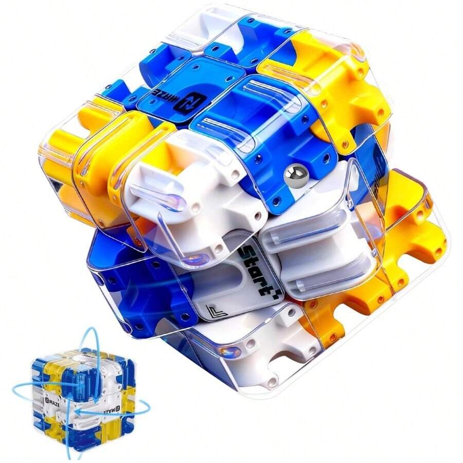 1pc Kids Fidget Toy Rubix Cube, 3D Maze Magic Cube Stress Toys, Children's Sensory Cubo Rubik ,Brain Training Rolling Ball Maze Cube,Portable Parent-Child Interactive Puzzle Game, Birthday Christmas Easter Gift For Boys & Girls - 彩色 - 查看 1