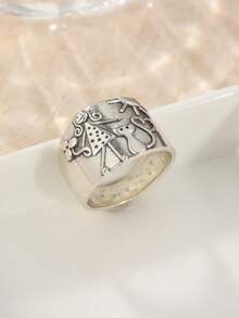 Cincin Pasangan Tembaga Buatan Tangan Antik, Cincin Kenangan, Cincin Hadiah, Cincin Pernikahan Bohemian - Perak - View 4