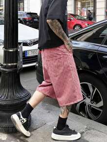 Pantalones cortos de mezclilla de ganchillo de moda para hombres - Rosado Sandía - Ver 5