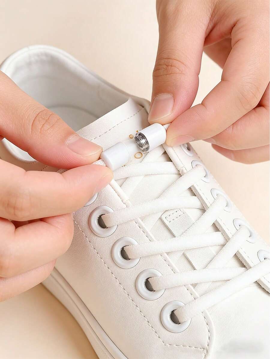 1雙免綁彈性鞋帶，通用免綁鬆弛鞋帶適用於運動鞋，成人男女易安裝免綁鞋帶，適合休閒鞋、板鞋、運動鞋