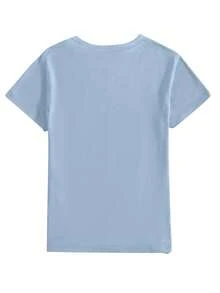 Áo thun nữ in họa tiết Caroline - Họa tiết mèo mắt xanh, dáng regular fit, có thể giặt máy, chất liệu phù hợp mọi mùa, phong cách thường ngày mùa hè. - Màu xanh bụi bặm - Xem 2