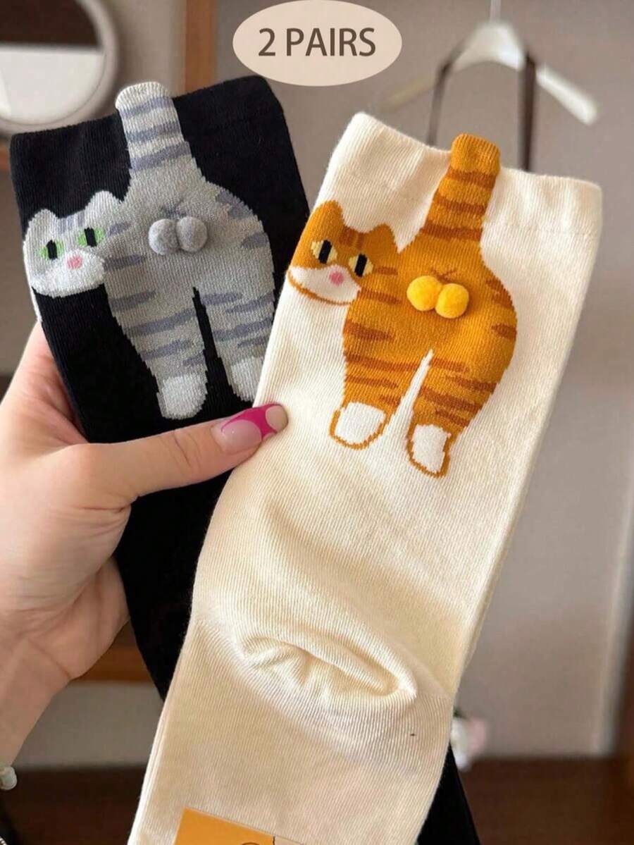 1 pereche încălzitoare de picioare cu ouă de pisică 3D, încălzitoare de picioare la jumătatea gambei cu design adorabil de pisică, încălzitoare de picioare unisex, încălzitoare de picioare casual drăguțe și amuzante pentru primăvară/vară, cadou ideal pentru iubitorii de pisici, prietene, mame