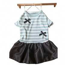 Lightweight Breathable Striped Dog Dress, Casual Pet Clothes For Small Dogs, Spring/Summer - Mint Blue - View 5