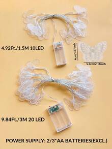 1pc 1.5/3M Butterfly Fairy LED String Light, Romantic Atmosphere Ornament, Patio Camping Outdoor Garden Decor, Bedroom Room Decor Stuff, Birthday Graduation Home Decor Items - Clear - View 11