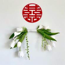 1件优雅白色马蹄莲新娘捧花，婚礼花卉装饰花束，带蝴蝶结点缀，可作拍照道具，适用于新娘、伴娘、情人节、母亲节、派对花环、户外白色婚礼装饰 - 彩色 - 查看 2