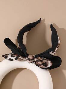 1pc Women's Fashion Leopard Print Rabbit Ear Headband, Suitable For Daily Wear Travel Accessories - Multicolor - View 2
