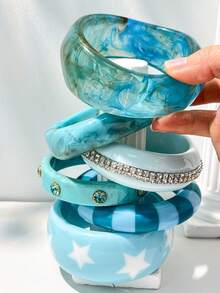 1 pieza Pulsera de estilo retro Y2K con estampado de lunares de colores dopamina y transparente, adecuada para que las mujeres creen atuendos personalizados - Multicolor C - Ver 9