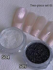Sea Salt Crystal Diamond Nail Art Powder, Ultra-Fine Glitter Frosting Nail Powder, DIY Nails, Snowflake Pattern - Multicolor - View 26