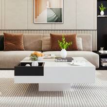 Mesa de centro moderna / Mesa de centro gris hormigón / Mesa rectangular para salón con almacenamiento / Robusta y duradera / Adecuada para salones y oficinas, 72 x 72 x 30 cm - Blanco - Ver 7