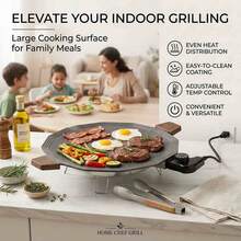 AORAN Versatile Electric Griddle & Skillet: Non-Stick, Adjustable Temp, Foldable Portable BBQ Grill. Perfect For Home, Dorm, Camping. Fast Heating, Easy Clean. Enjoy Healthy Brunch, Dinner, Paella. All-In-One Cooker & Party Essential! - US B Type Plug(110-127V) - View 2