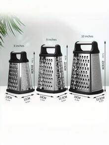 1个盒式刨丝器，不锈钢四面刨丝器，设计用于刨丝奶酪、香料、蔬菜、生姜和土豆，带手柄 - 彩色 - 查看 8