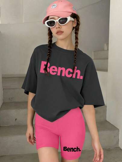 2pcs/Set Tween Girl Casual Letter Print Short Sleeve T-Shirt + Shorts Set, Summer New Arrival