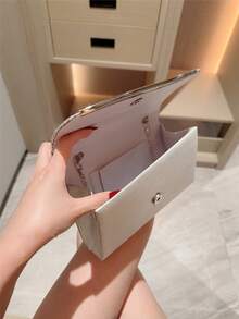1个闪亮金属翻盖信封手拿包，饰有配饰，适合晚宴、婚礼、舞会、宴会、浪漫场合 - 銀色 - 查看 9