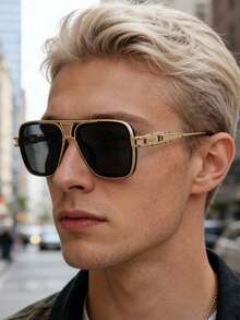 Augonstern 1 Pair Retro Square Frame Punk Style Fashion Glasses For Men - Multicolor - View 6