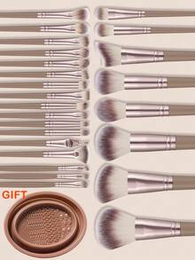 26件套化妆工具套装，包含：25支化妆刷套装+1个化妆刷清洁工具，一应俱全，新手友好 | 方便旅行携带，送礼佳品 | 新手/女性的完美之选 - 卡其色 - 查看 11