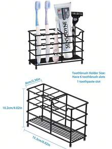 5-Slot 304 Stainless Steel Bathroom Multifunctional Toothbrush Holder, Toothpaste Rack, Bathroom Storage Shelf, Makeup Organizer, Draining Rack, Bathroom Decor - Multicolor - View 5