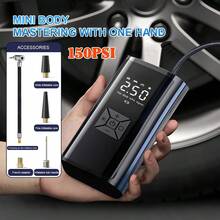 WEEME 1pc Portable Tire Inflator With Auto Shut-Off And LED Light, Quickly Inflates Car Tires, Bicycle Tires, Motorcycle Tires, Balls And Other Inflatable Items, Also Functions As A Power Bank - Black - View 3