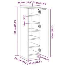 vidaXL Scarpiera, scaffale per scarpe, contenitore per scarpe, supporto per scarpe, contenitore per scarpe, cassapanca per scarpe, organizzatore per scarpe, mobiletto da ingresso, grigio, 30x35x100 cm, composito di legno - Grigio - Visualizzare 4
