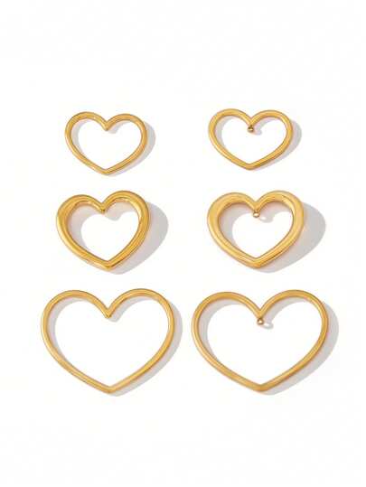 2 piezas Colgantes con forma de corazón grande de acero inoxidable con baño de oro de 18K, encantos de corazón para hacer joyas DIY, suministros y accesorios
