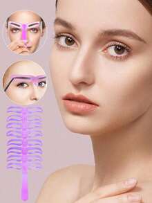 8pcs Eyebrow Shaping Stencils, Suitable For Beginners, Makeup, Affordable, Room Decor, Vanity, Travel, Bedroom, Makeup Accessories, Christmas Gift Filler, Makeup Tools, Budget-Friendly, Gift, Women's Gift, Christmas Gift, Freebie, Travel Essentials - Multicolor - View 2