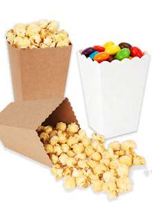 24/12pcs/1pc Brown Kraft Paper Popcorn Box, Fries Box, Candy Box, Suitable For Movie Theater, Mall, Party, Christmas, Wedding And Birthday Supplies, Home And Party Decorations - Multicolor - View 4