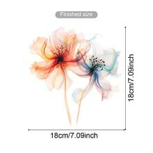 1 Set Removable Watercolor Floral Wall Stickers, Waterproof Orange & Blue Flower Wall Decals, Self-Adhesive For Bathroom, Vanity, Bathtub, Kids Room, Bedroom Decor - Watercolor Flower Stickers - View 11