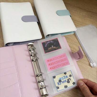 M5、A7、A6 乳白色活页夹，可DIY定制内页，10个A6 PVC内套，小型卡片收藏册，偶像照片卡夹