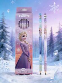 Monogram 12pcs  Frozen  Authorized HB Pencil Set, Cartoon Stationery Drawing Writing Office Supplies Collection Gift Box, Suitable For Fans, New Year, Holiday, Creative Art Use - A - View 1