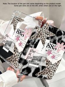 11-Inch Air 3/4/5 2022/2024/2025, Galaxy Tab, Kindle Paperwhite 12th Gen 2024 Tablet Case, Leopard Lily Pattern, Transparent Back Cover, Auto Sleep/Wake, Airbag Protection, Suitable For Gifts And Office Use - View 2