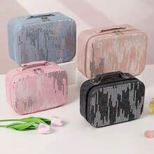 Sequined Denim Makeup Case With Mirror (Pink/Blue/Black/Blush) - Multicolor - View 4
