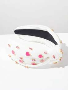 1pc Fashionable Luxury Fully Rhinestoned Colorful Chocolate Chip Hair Hoop Accessory Travel Accessories - FG110 - Dragon Fruit - View 3
