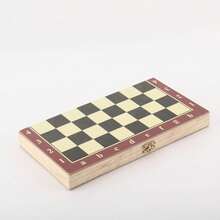 1pc Large Foldable Wooden Chess Board Game Set, Includes Chess, Checkers, And Backgammon, Develops Strategic Thinking, Adult Wooden Board Game, Best Gift For New Year - Multicolor - View 9